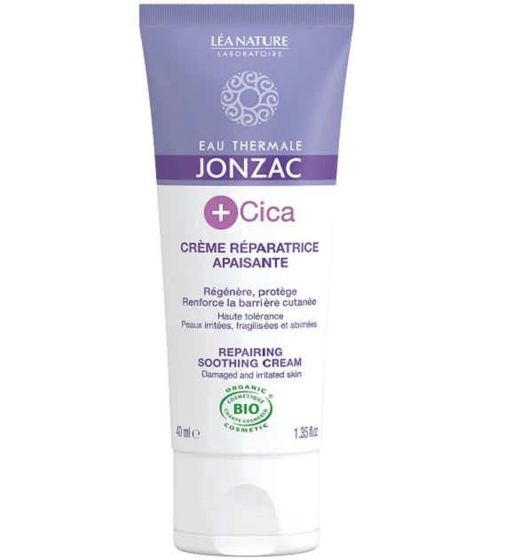 JONZAC Crème Réparatrice Apaisante +Cica 40ml Soin Cicatrisant Apaisant Peaux Sensibles Irritées