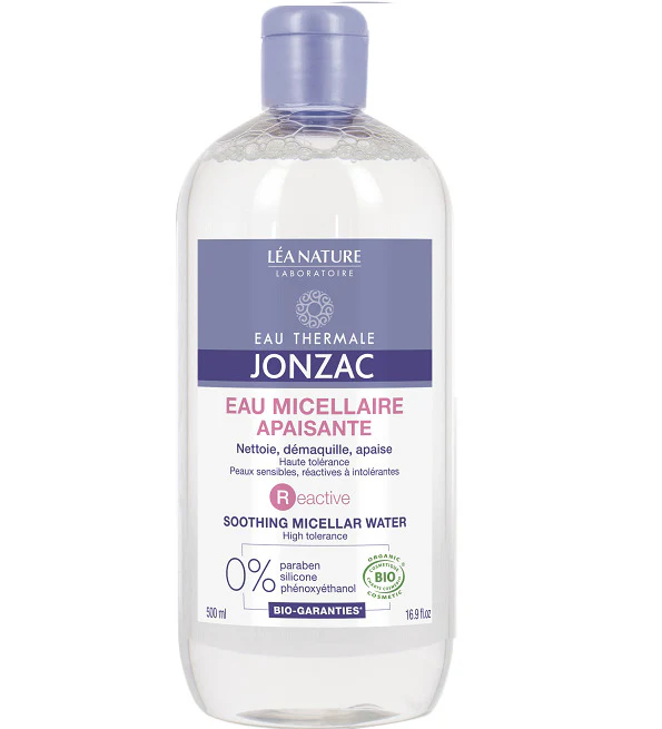 JONZAC Eau Micellaire Apaisante 500ml Démaquillant Nettoyant Visage Peaux Sensibles Sans Rinçage