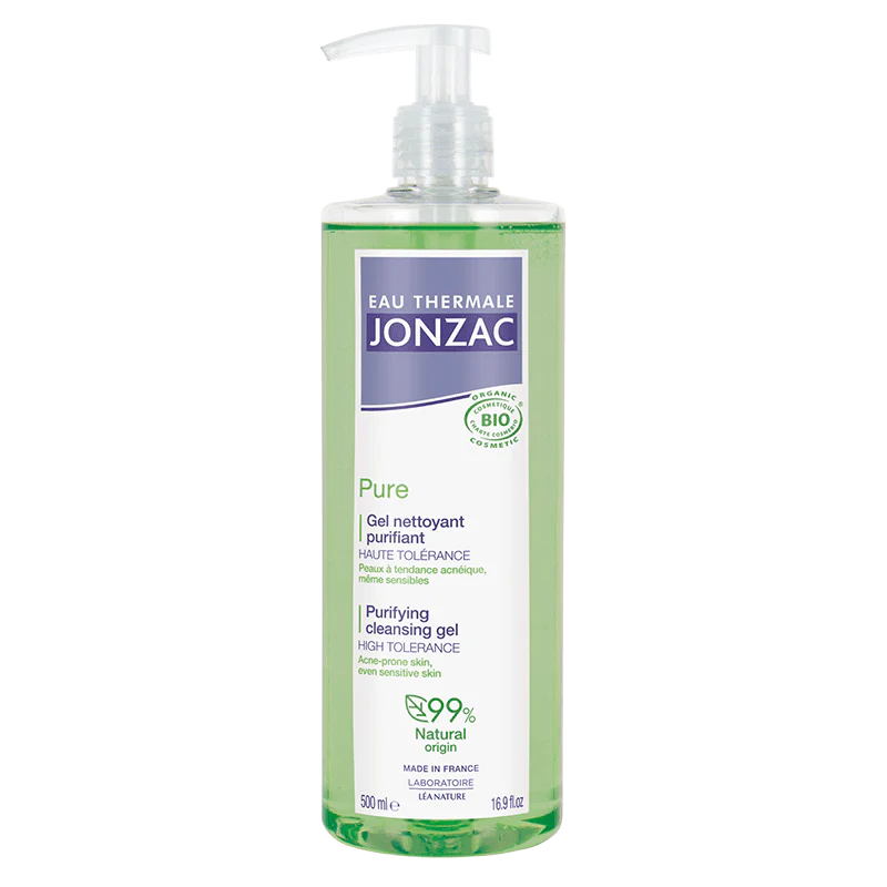 JONZAC Pure Gel Nettoyant Purifiant 500ml Matifiant Régulateur Peaux Mixtes Grasses