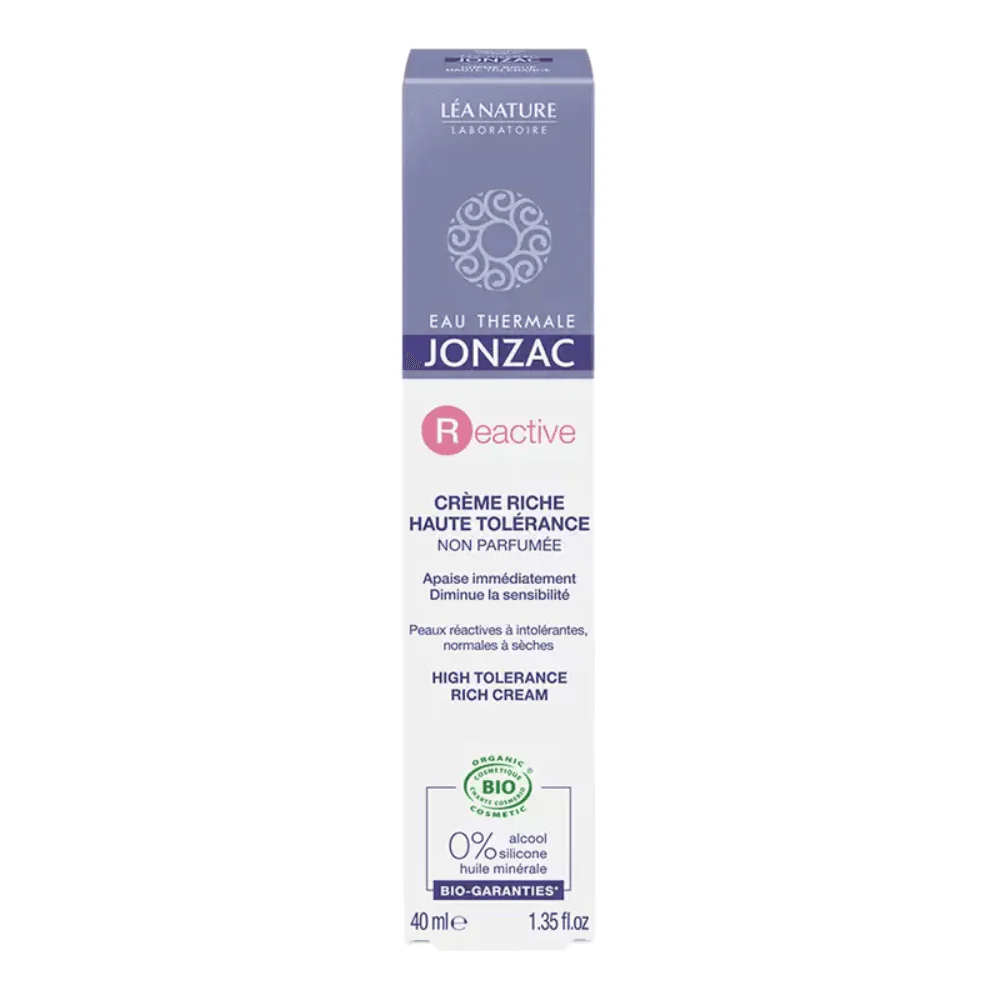 JONZAC Reactive Crème Riche Haute Tolérance 40ml Apaisante Protectrice Peaux Intolérantes - Image 2