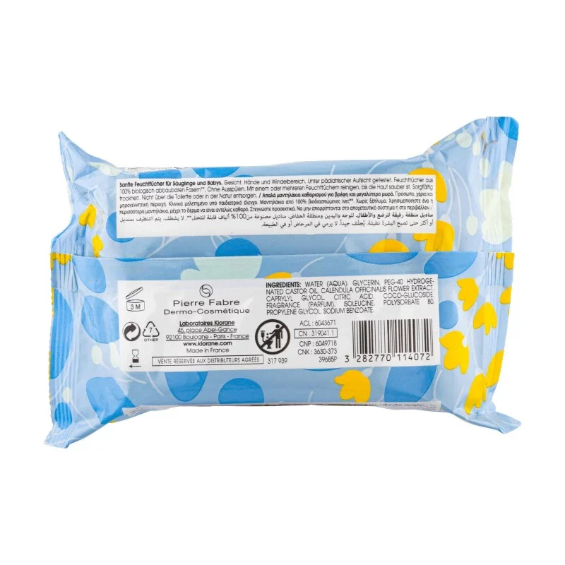 KLORANE Bébé Lingettes Nettoyantes Épaisses 25 Pièces - Calendula BIO - Image 3