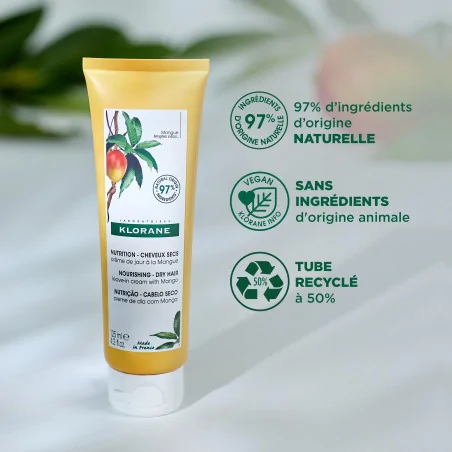 KLORANE Crème de Jour à la Mangue 125ml - Cheveux Secs Sans Rinçage - Image 4