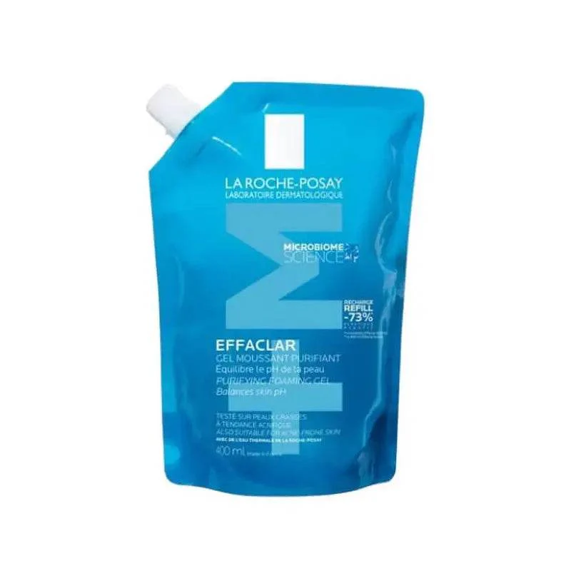 La Roche-Posay Effaclar Eco-Recharge Gel Moussant 400ml - Nettoyant Peaux Grasses Acnéiques