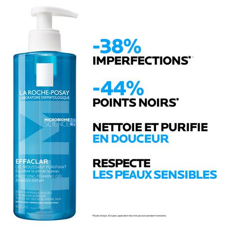 LA ROCHE POSAY Effaclar Gel Moussant Purifiant Zinc PCA Peau Grasse Acné Anti-Imperfections Usage Quotidien - Image 4