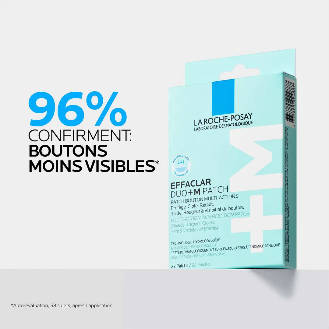 LA ROCHE-POSAY Effaclar Patch Anti-Imperfections DUO+M 22 Patchs Hydrocolloïdes Acné Boutons Cicatrisation Rapide Peaux Grasses - Image 6