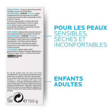 La Roche-Posay Lipikar Pain Dermatologique Anti-dessèchement 150g - Savon Peaux Sèches - Image 4