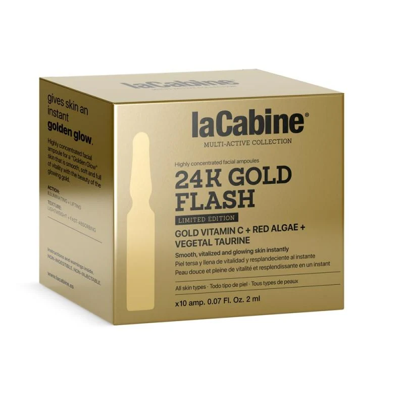 LACABINE 24K Gold Flash Ampoule 10x2ml Sérum Anti-Âge Éclat Or 24 Carats Effet Lifting - Image 3