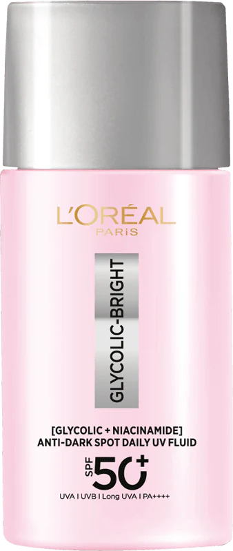 L'ORÉAL PARIS Glycolic-Bright Anti-Dark Spot UV SPF50+ 50ml Fluide Solaire Anti-Taches Acide Glycolique Protection Éclat Uniforme