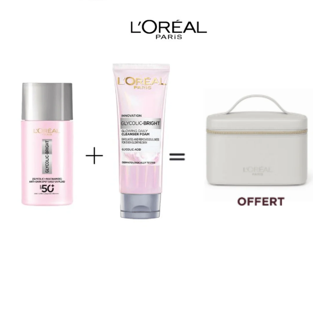 L'ORÉAL PARIS Glycolic-Bright Daily UV Fluid+Foam Cleanser Trousse Éclat Anti-Taches Protection Solaire Premium