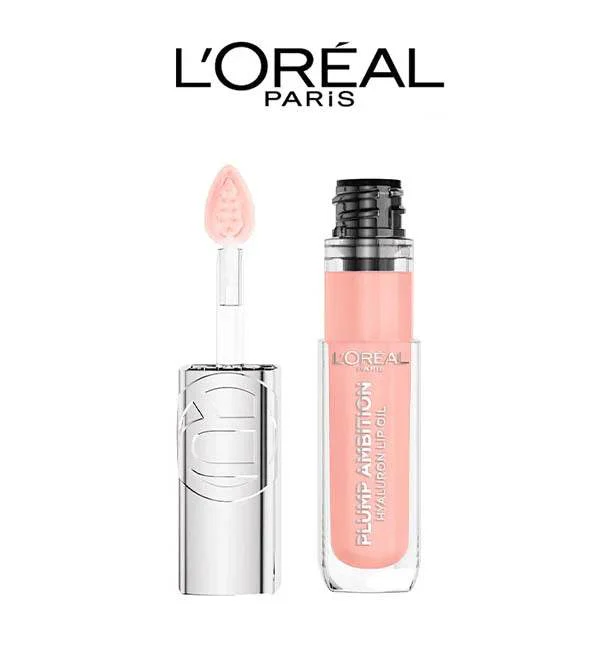L'ORÉAL PARIS Plump Ambition 201 Milky NU Huile Lèvres Repulpante Acide Hyaluronique Teinte Nude Naturelle Hydratation Longue Tenue