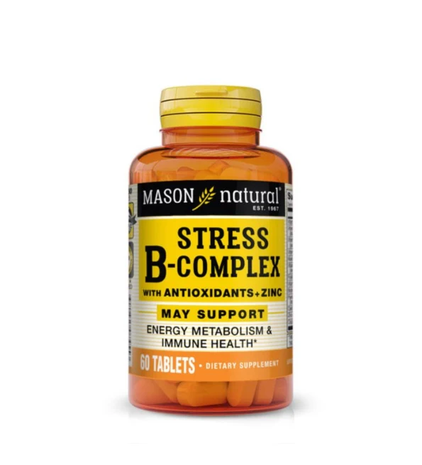 MASON NATURAL Stress B-Complex 60 Tablets Complément Alimentaire Vitamines B Anti-Stress Énergie Système Nerveux