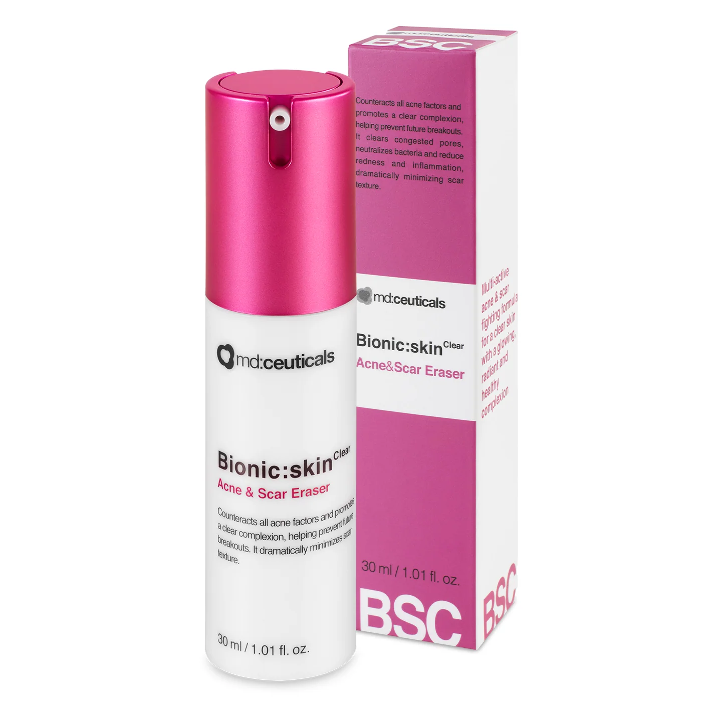 MD CEUTICALS Bionic Skin Clear Acne & Scar Eraser 30ml Sérum Anti-Acné Cicatrices Imperfections Peau Nette Traitement - Image 2