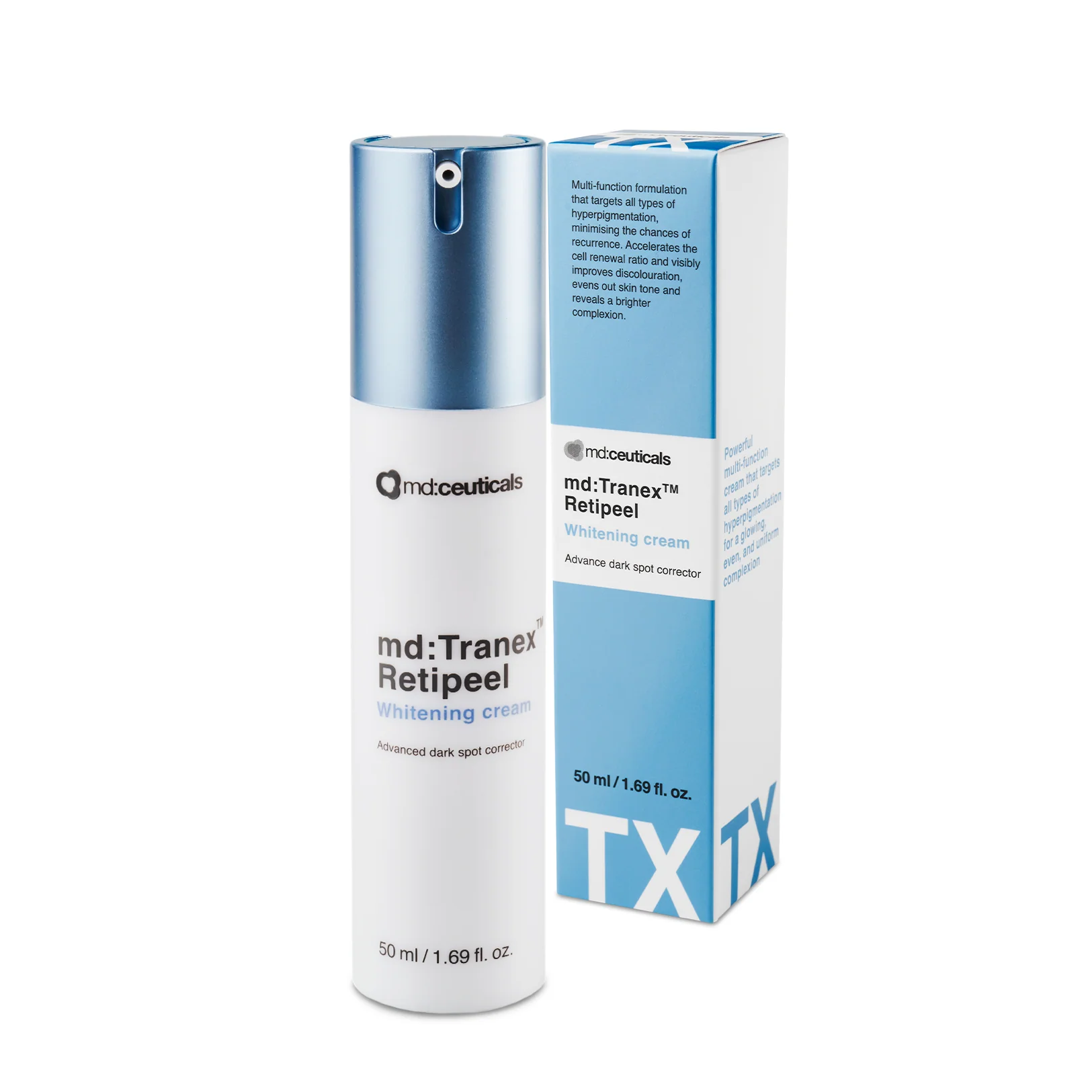 MD CEUTICALS Tranex Retipeel Whitening Cream 50ml Crème Éclaircissante Dépigmentante Taches Brunes Teint Uniforme Lumineux - Image 3