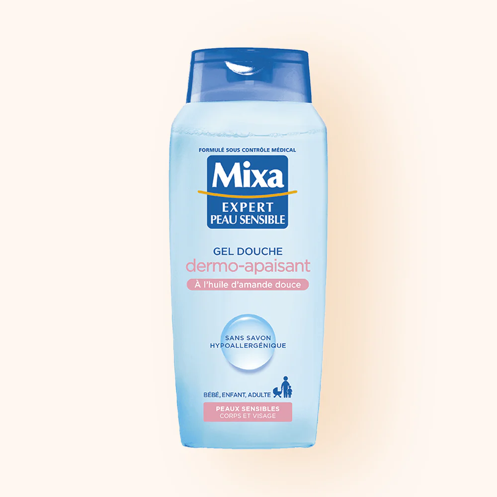 MIXA Gel Douche Dermo Apaisante 400ml Formule Hypoallergénique Peaux Sensibles Nettoyage Quotidien Douceur