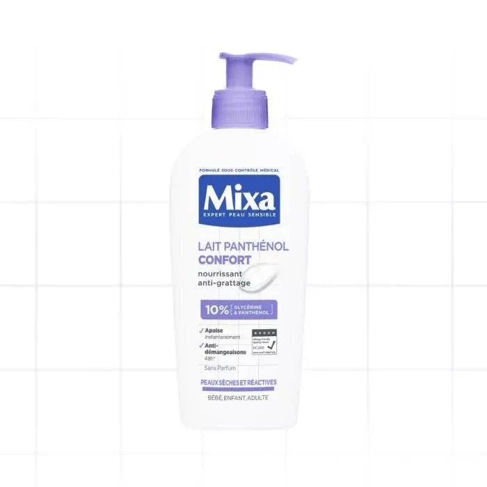 MIXA Lait Panthénol Confort 250ml Lait Hydratant Corps Peaux Sensibles Irritées Panthénol Apaisement Réparation