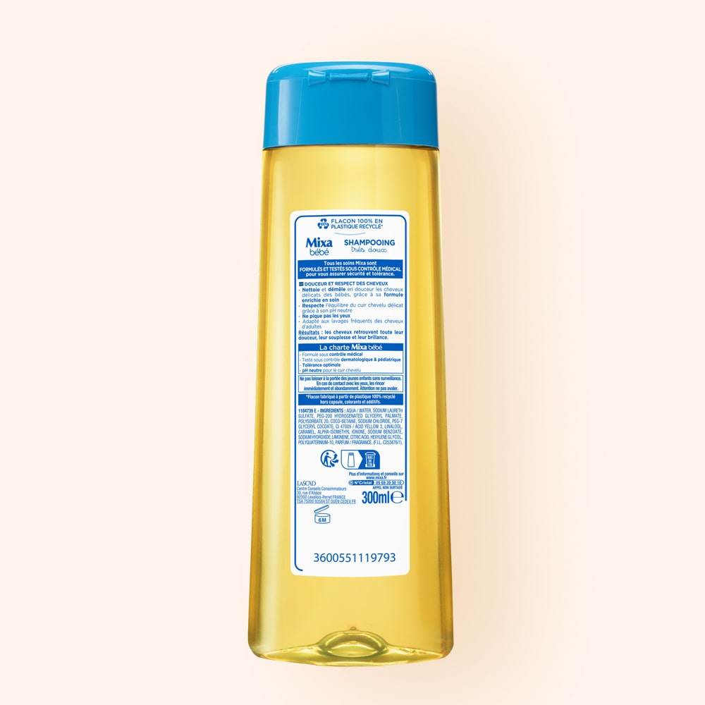 MIXA Shampooing Très Doux 300ml Soin Capillaire Hypoallergénique Cheveux Délicats Bébé Enfant Formule Douce Sans Sulfate - Image 2