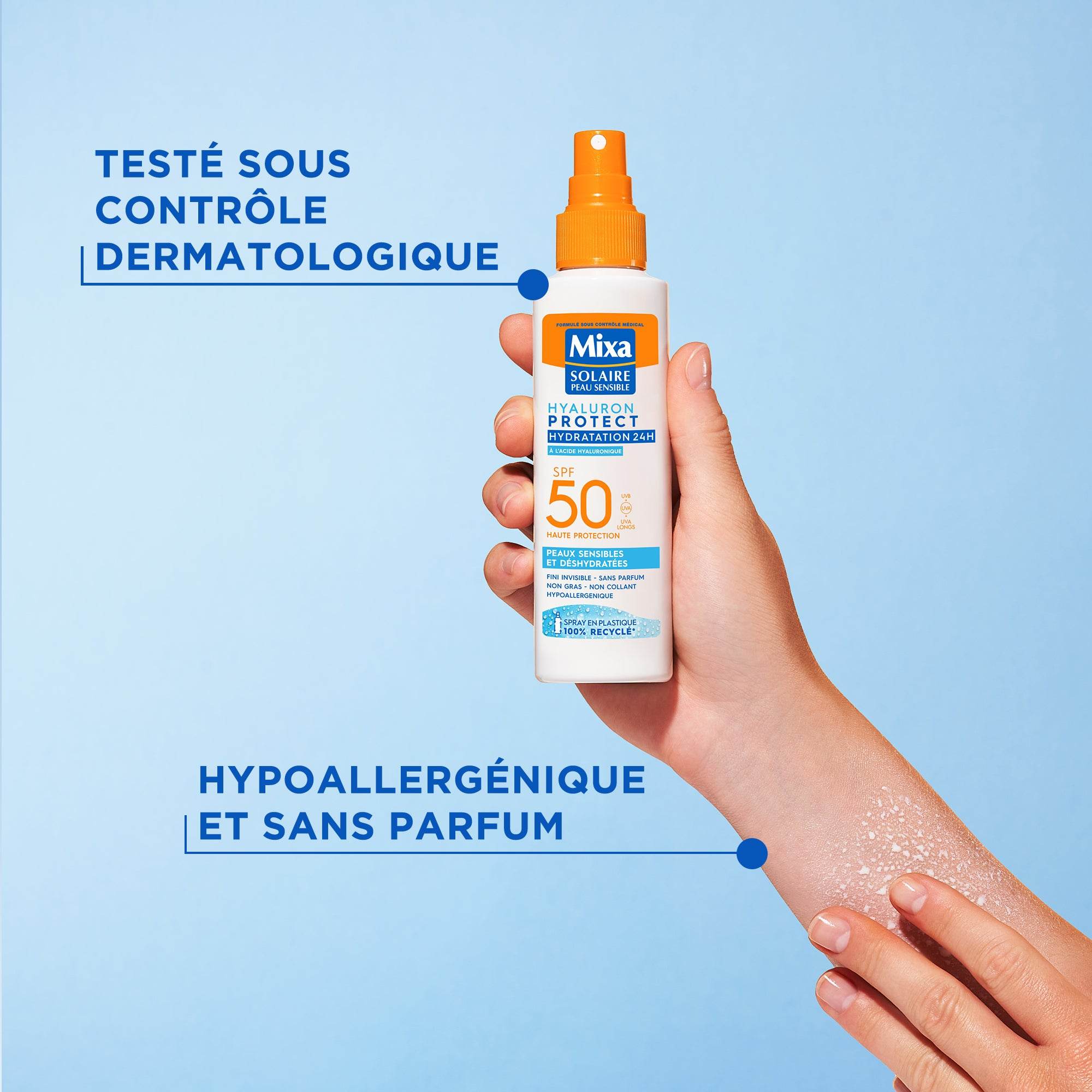 MIXA Solaire Spray Hyaluron Protect SPF50+ 150ml Protection Solaire Anti-Âge Acide Hyaluronique Hydratation Intense - Image 5