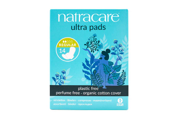 NATRACARE Serviette Ultra Régulier + Wings 14 Unités Protection Hygiénique Bio Coton Naturel Flux Normal