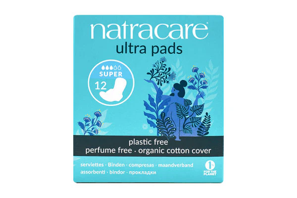 NATRACARE Serviette Ultra Super + Wings 12 Unités Protection Hygiénique Bio Coton Naturel Flux Abondant