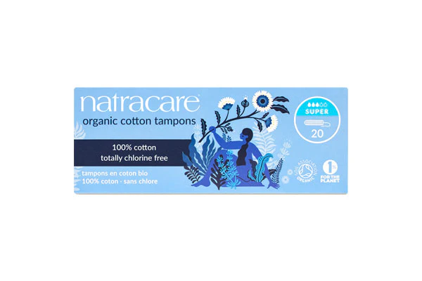 NATRACARE Tampons Super Plus Sans Applicateur 20 Unités Protection Hygiénique Bio Coton Naturel Flux Très Abondant