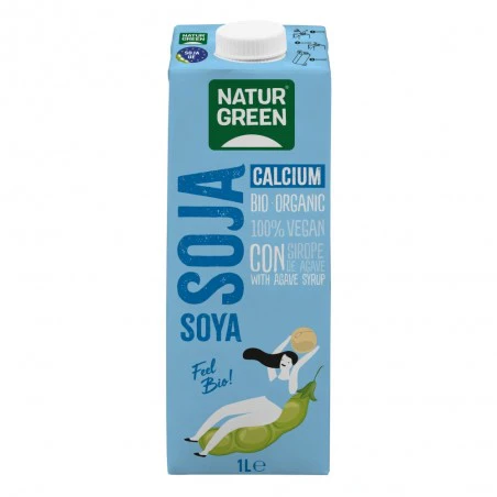 NATURE GREEN Boisson Soja Calcium 1L Lait Végétal Soja Bio Enrichi Calcium Sans Lactose Protéines Végétales