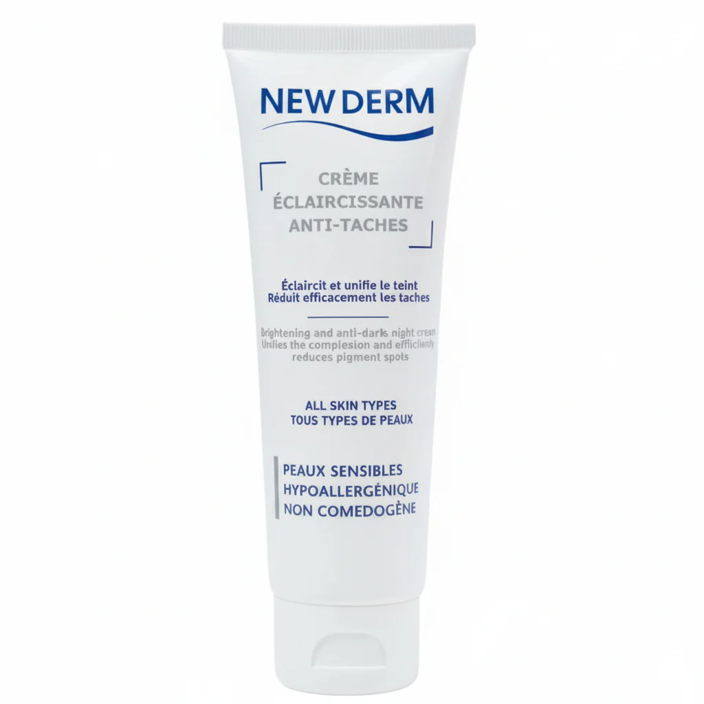 NEW DERM Crème Eclaircissante Anti-Tache 50ml Soin Visage Unifiant Dépigmentant Hydratant