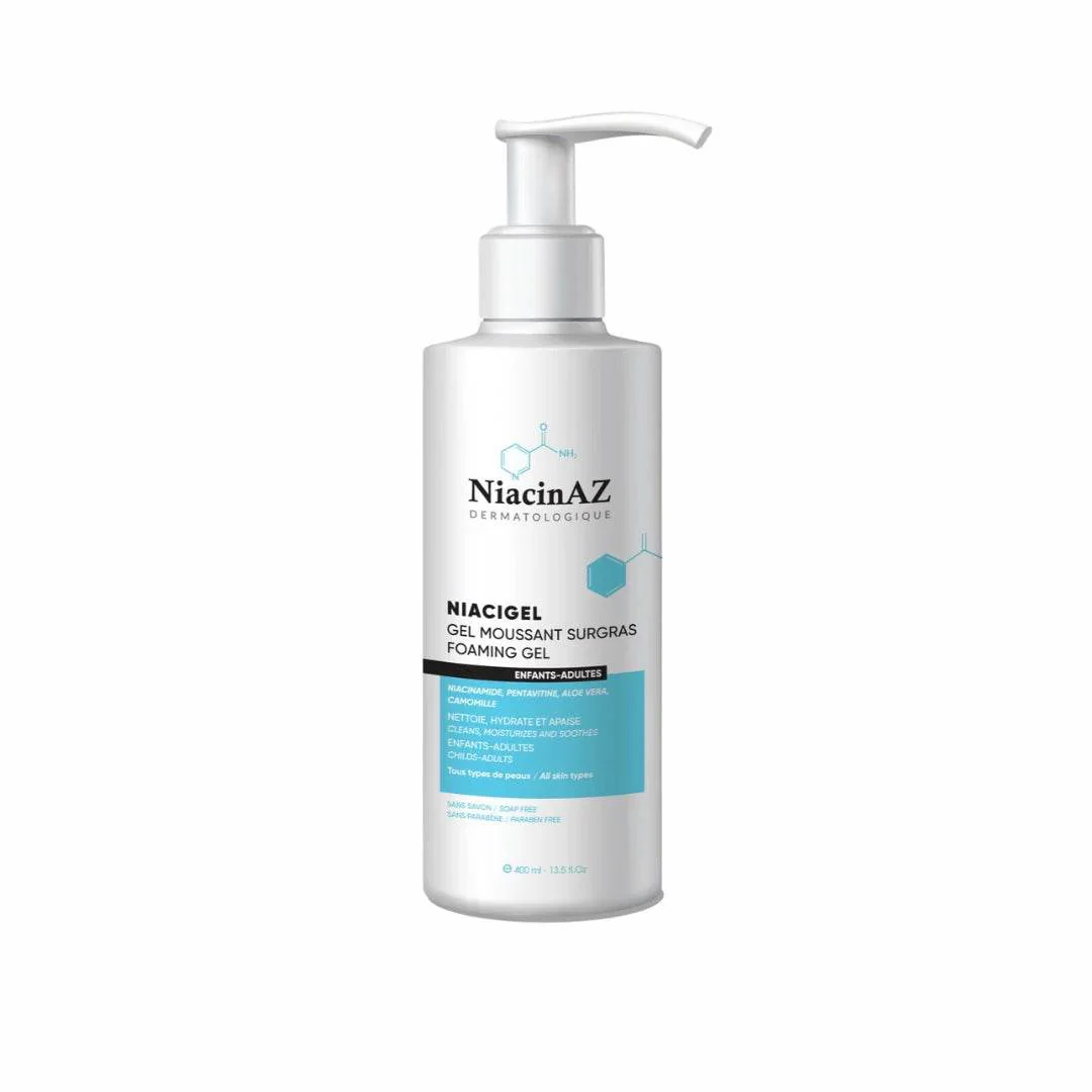 NIACINAZ NIACIGEL Gel Moussant Surgras 400ml Premium - Nettoyant Peaux Sensibles