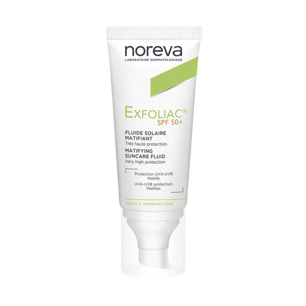 Noreva Exfoliac Fluide Solaire Matifiant SPF50+ 40ml Protection Peaux Grasses Anti-Brillance