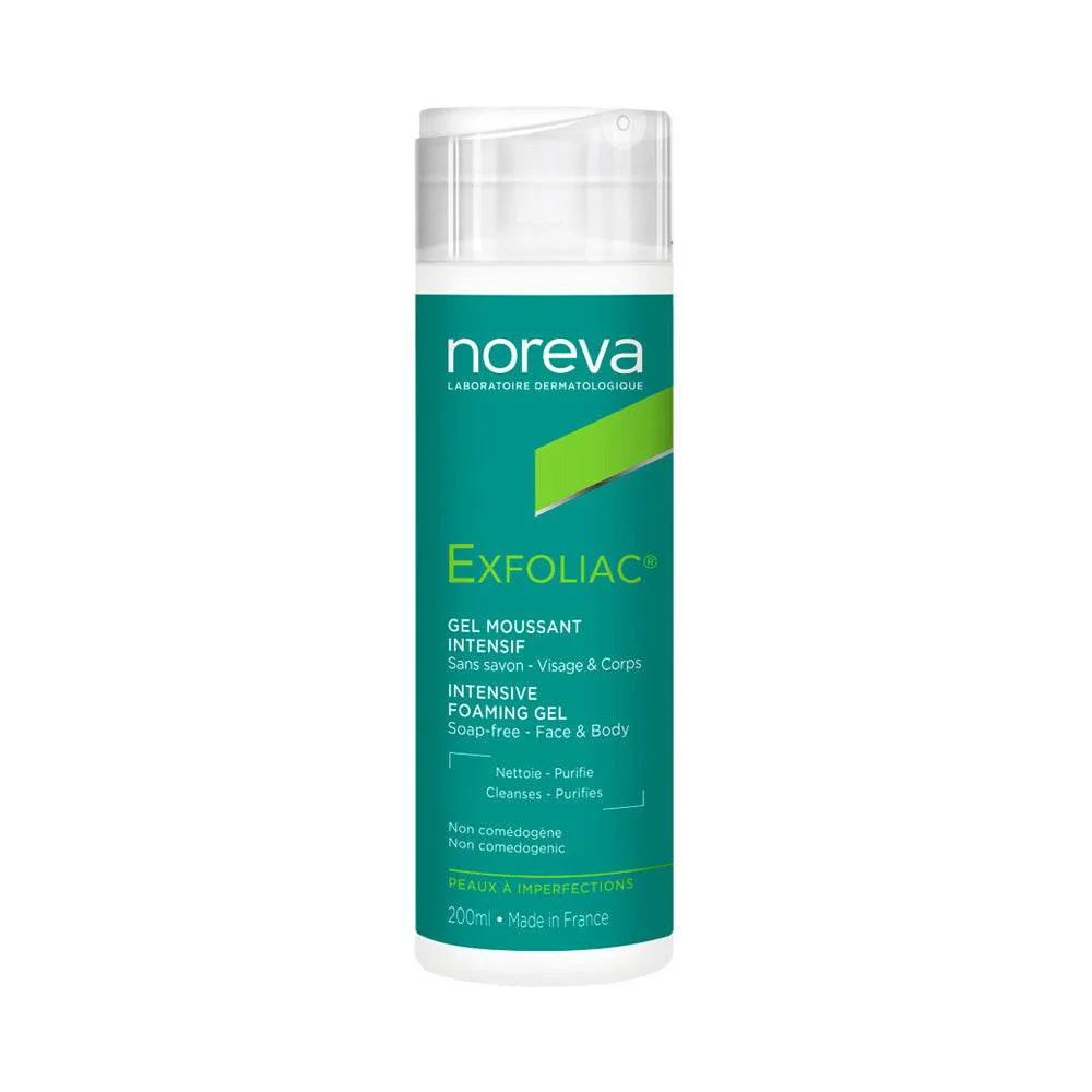 Noreva Exfoliac Gel Moussant Intensif 200ml Nettoyant Purifiant Anti-Bactérien Peaux Acnéiques