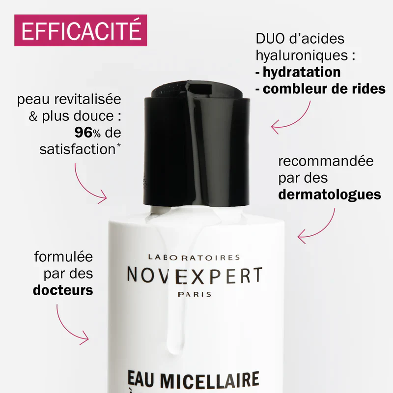 Novexpert Eau Micellaire Acide Hyaluronique 200ml Démaquillant Hydratant Tous Types Peaux - Image 4