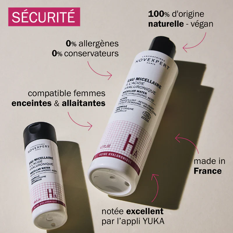 Novexpert Eau Micellaire Acide Hyaluronique 200ml Démaquillant Hydratant Tous Types Peaux - Image 5