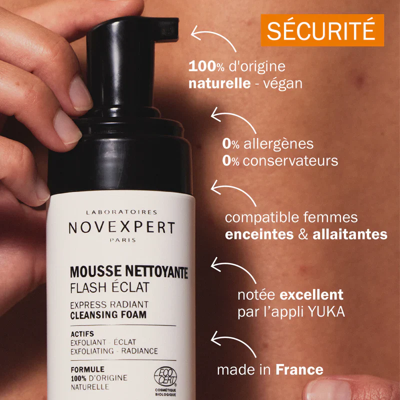 Novexpert Mousse Nettoyante Flash Éclat Vitamine C 150ml Démaquillant Exfoliant x 2 Duo Pack - Image 8