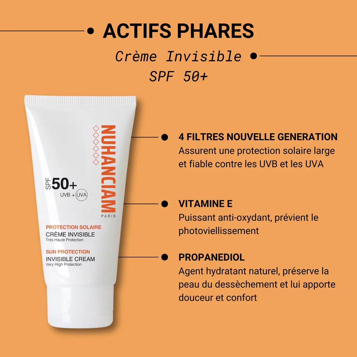 Nuhanciam Ecran Solaire Invisible SPF50+ 50ml - Protection Solaire Invisible Très Haute - Image 2