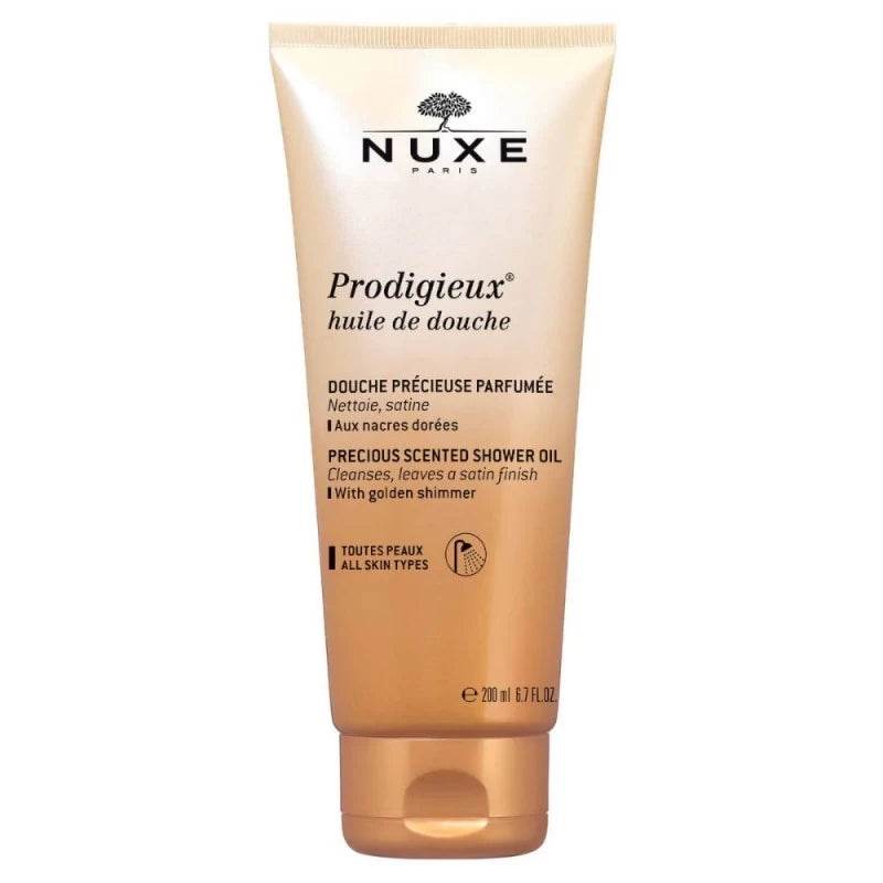 Nuxe Prodigieux Huile De Douche Nettoyante Précieuse Parfumée 200ml - Huile Douche Nacres Dorées Ultra-Sensorielle