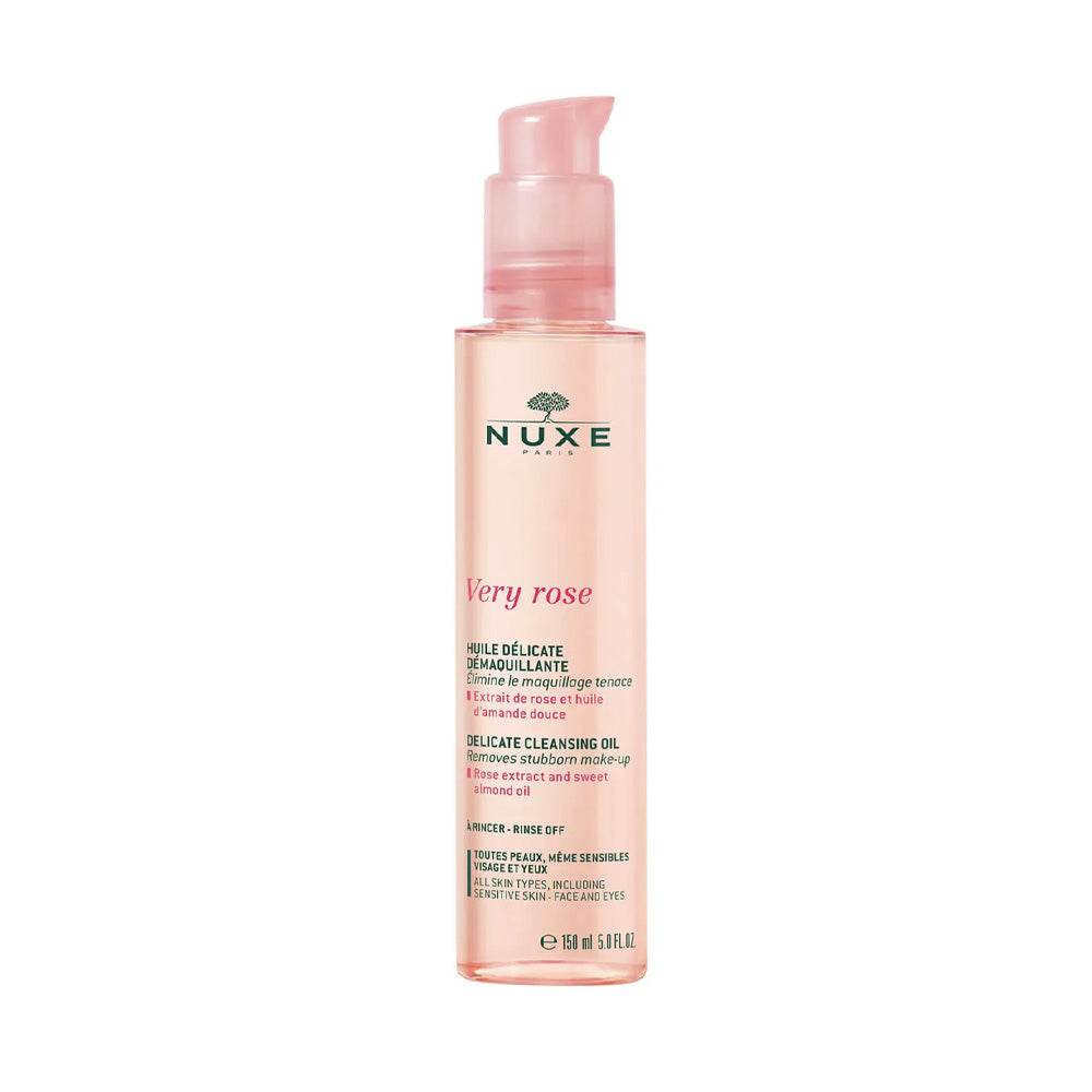 Nuxe Very Rose Huile Délicate Démaquillante 150ml - Huile Démaquillante Nettoie Visage Yeux Peaux Sensibles