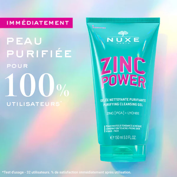 NUXE Zinc Power Gelée Nettoyante Purifiante 150ml Gel Nettoyant Visage Peaux Grasses - Image 3