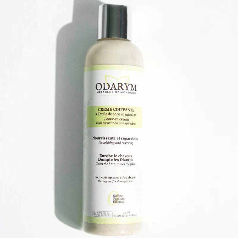ODARYM Crème Coiffante Huile de Coco & Spiruline 250ml Définition Boucles Hydratation Cheveux Bouclés