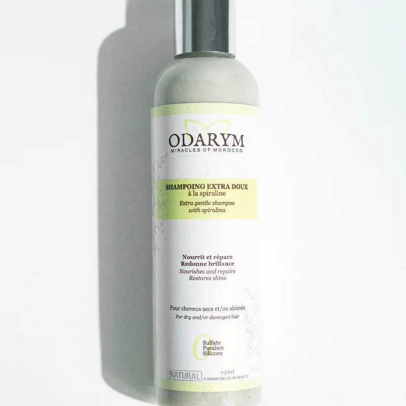 ODARYM Shampooing Liquide Extra Doux Spiruline Huile de Coco 250ml Cheveux Délicats Usage Fréquent