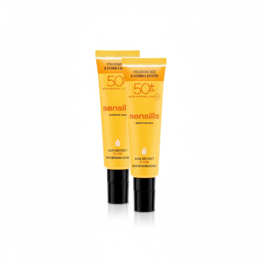 SENSILIS Sun Secret Ultra Fluide SPF50+ 40ml Pack x2 Protection Solaire Invisible Texture Aqueuse Fini Mat Anti-Âge