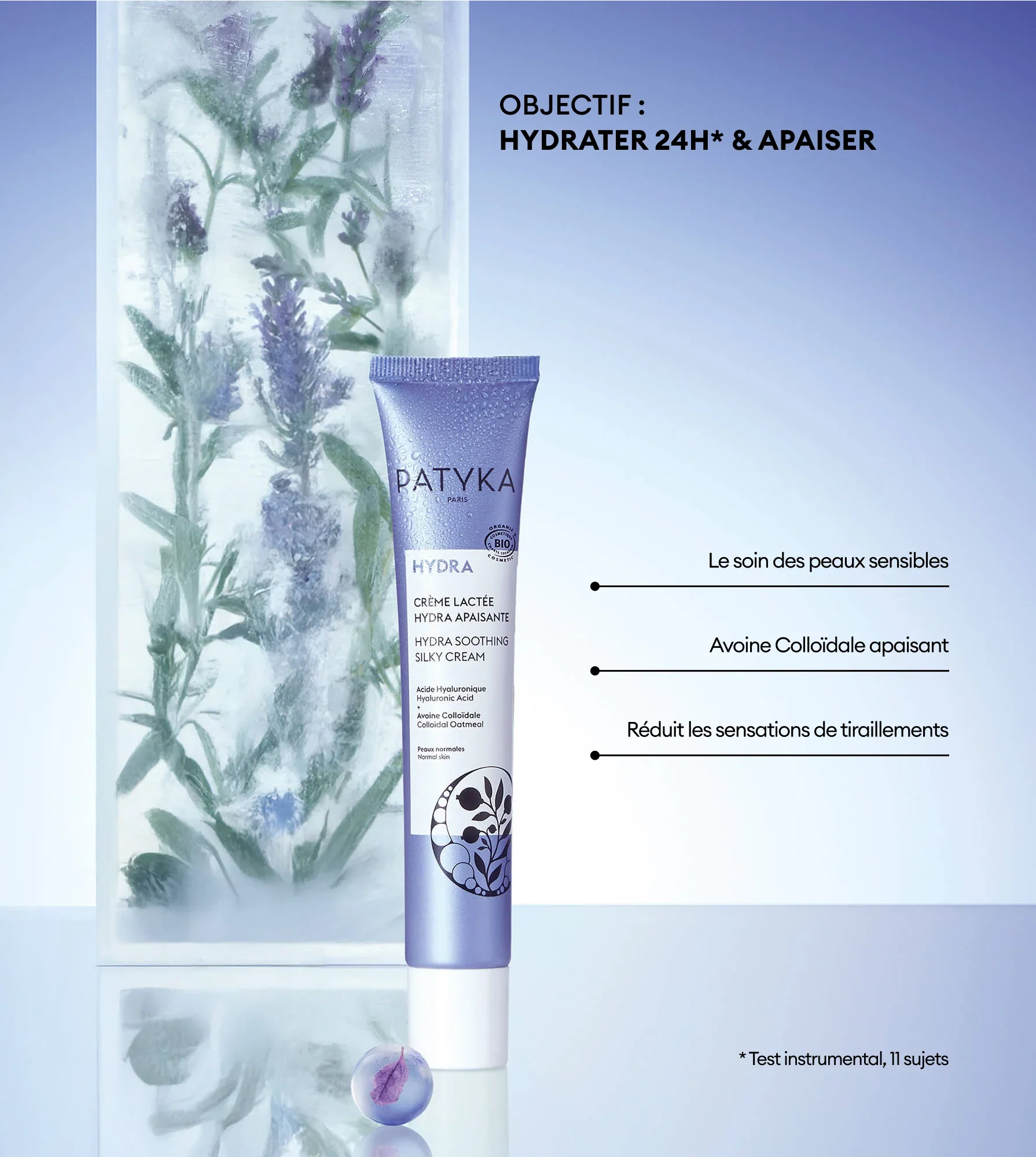 PATYKA Crème Lactée Hydra-Apaisante 40ml Peaux Sèches Eau Glacier Mangue Bio - Image 2
