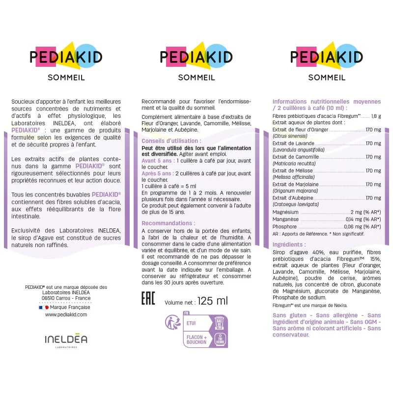 PEDIAKID Sirop Sommeil 125ml Complément Alimentaire Enfant Aide à l'Endormissement - Image 3
