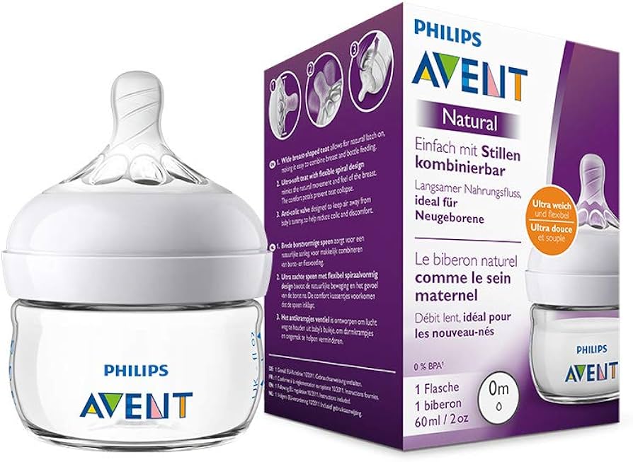 AVENT Biberon Natural 60ml 0m+ SCF039/17 Allaitement Mixte Anti-Coliques Prématurés - Image 3