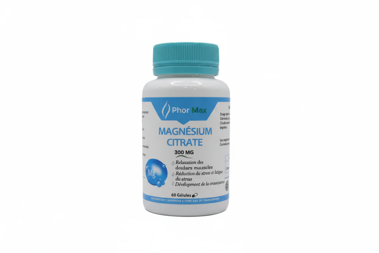 PHORMAX Magnésium Citrate 60 Gélules Complément Alimentaire Anti-Fatigue Énergie Détente Musculaire