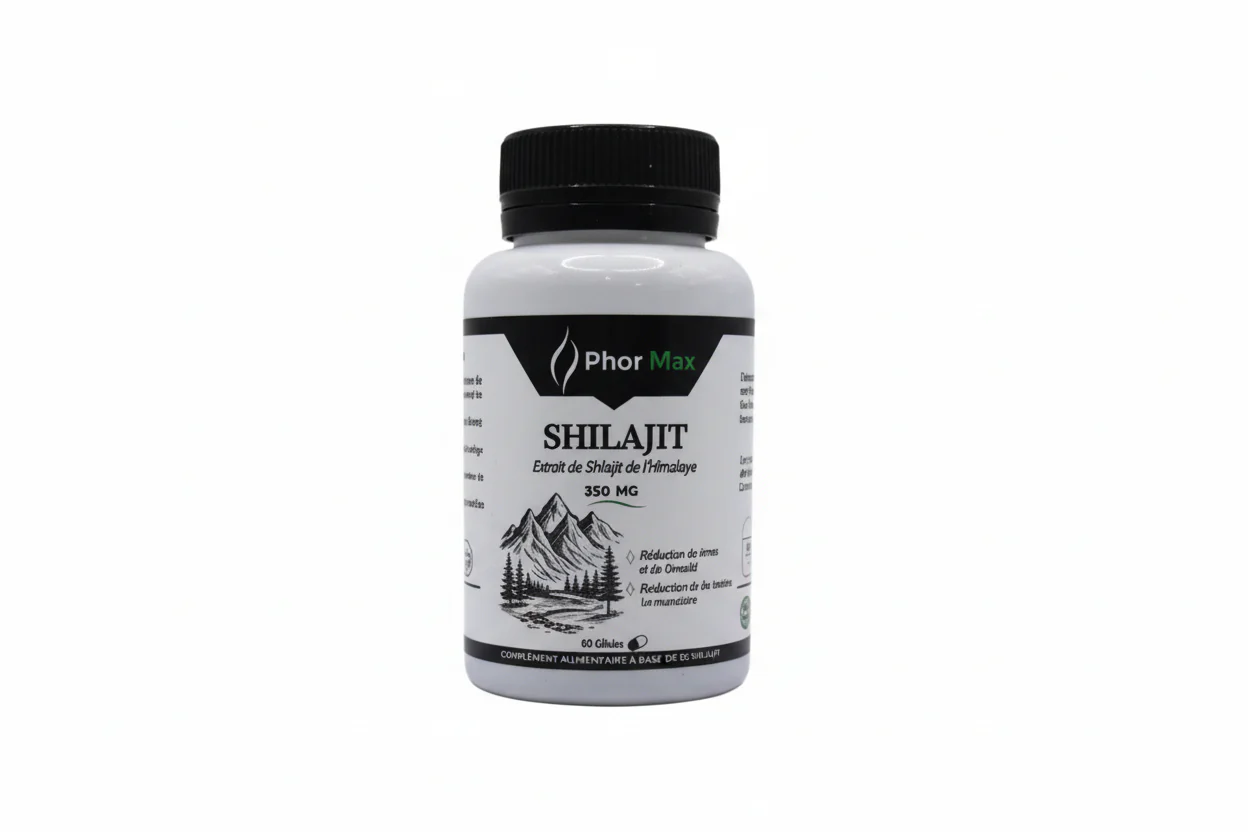 PHORMAX Shilajit 60 Gélules Complément Alimentaire Shilajit Pur Énergie Vitalité Endurance Performance Physique Mentale Adaptogène