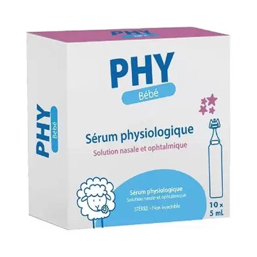 PHY Sérum Physiologique Unidoses Stériles Nez Yeux Hygiène Bébé Adulte Solution Saline 0,9%