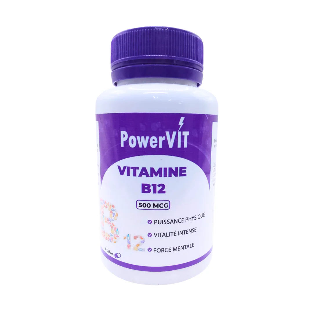 POWERVIT Vitamine B12 500mcg 60 Gélules Énergie Système Nerveux Anti-Fatigue Métabolisme Vitalité