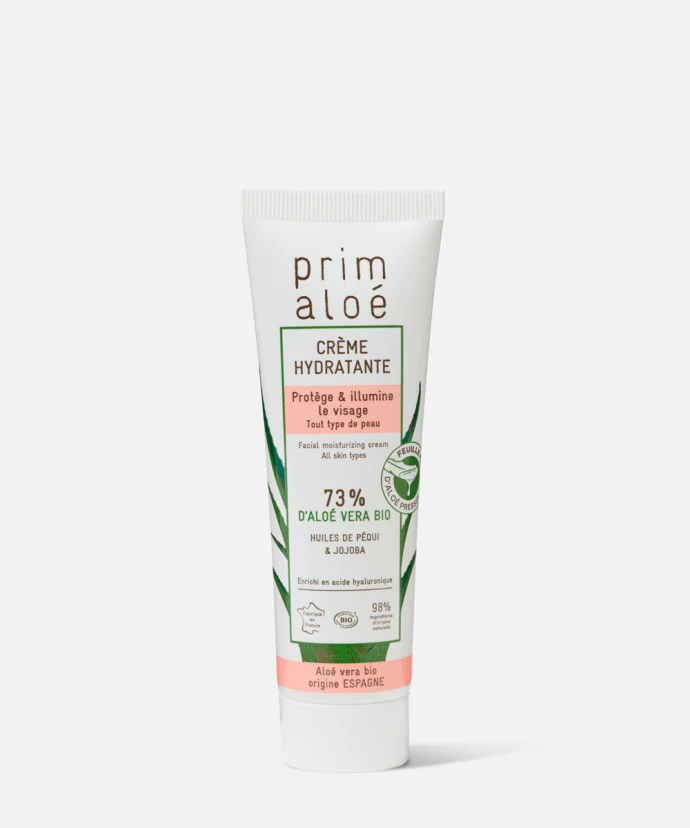 PRIM ALOE Crème Visage à l'Aloe Vera Bio 73% 50ml Soin Hydratant Apaisant