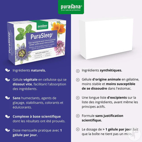 PURASANA Purasleep 30 Vegacaps Complément Alimentaire Sommeil Naturel Mélatonine Plantes Relaxantes - Image 5
