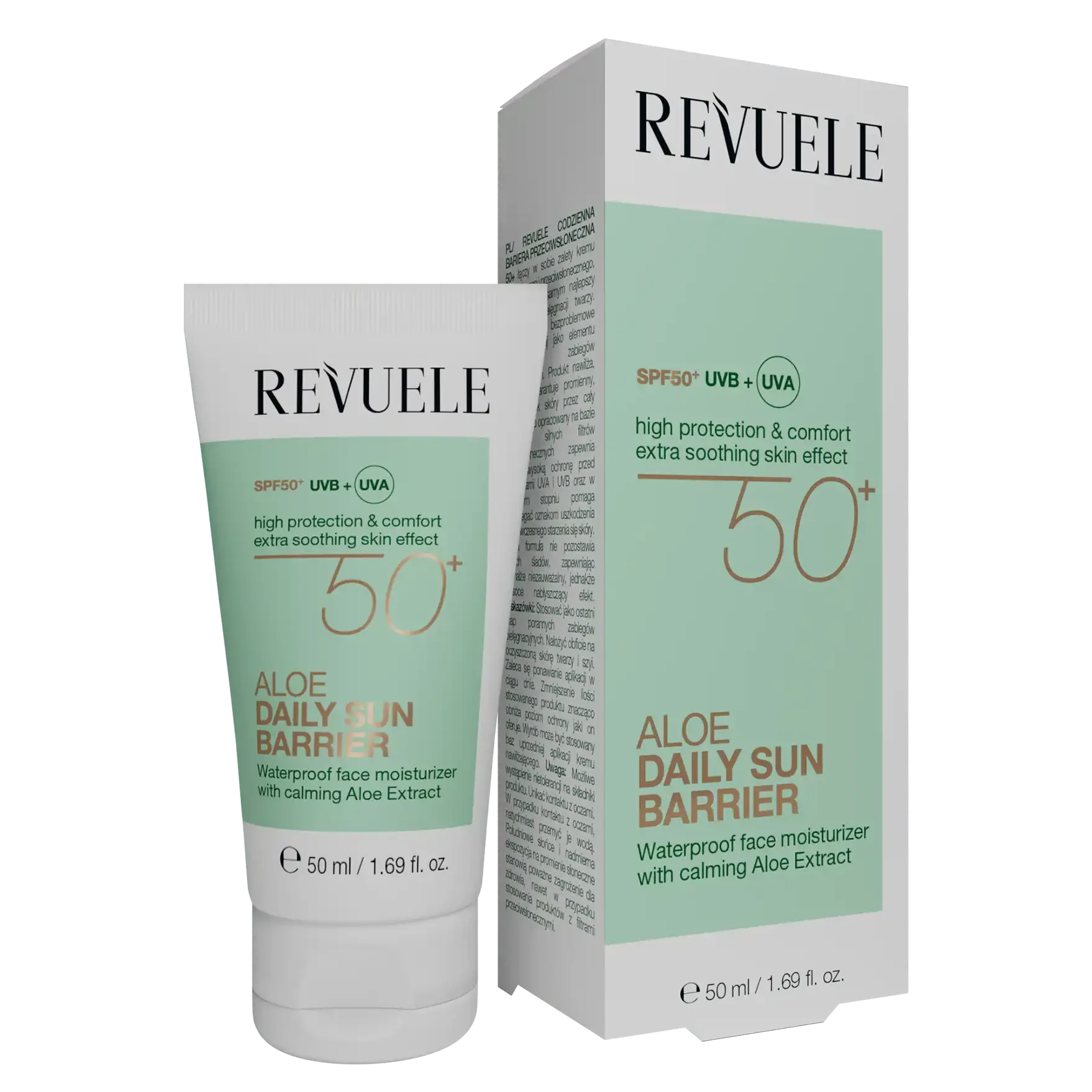 REVUELE Crème Solaire Aloe Vera SPF 50+ 50ml Haute Protection UVA UVB Apaisante Hydratante Visage