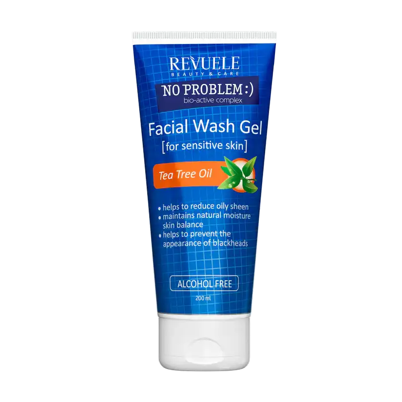 REVUELE No Problem Gel Nettoyant Doux Tea Tree 200ml Nettoyant Visage Purifiant Anti-Acné Peaux Grasses